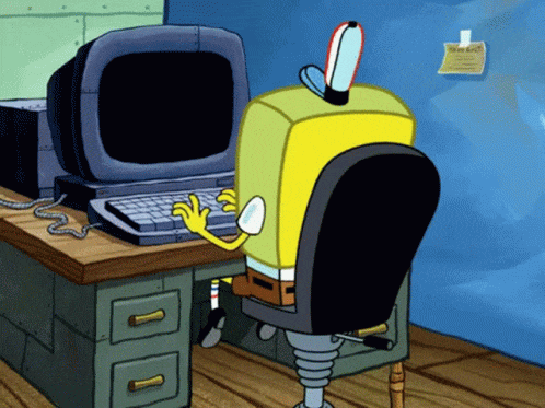 working on computer